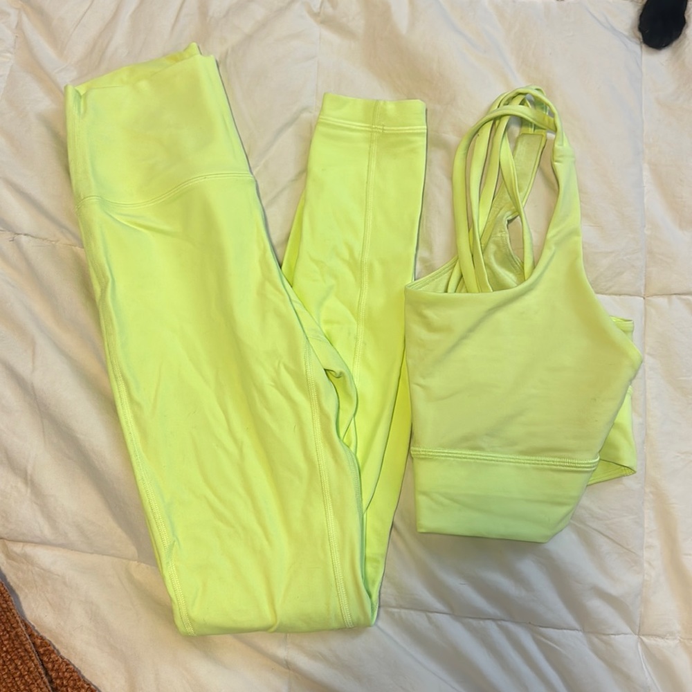 Lululemon bright yellow work out set